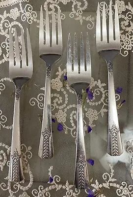 Vernon Silver Plate Co.  Vintage Art Deco Romford Set  Of 4 Salad Forks  • $14.97