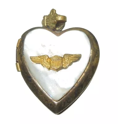 Original WWII US Army Air Force Sweetheart Locket Pilot Wings • $32.99