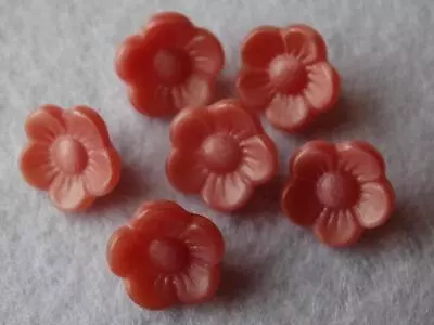 6 Small Vintage Pink Glass Flower Buttons • $4.99