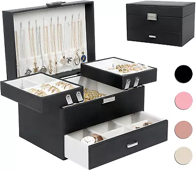 Jewelry Boxes For Women Girls Jewelry Organizer Box 3 Layers Jewelry Storage O • $76.38