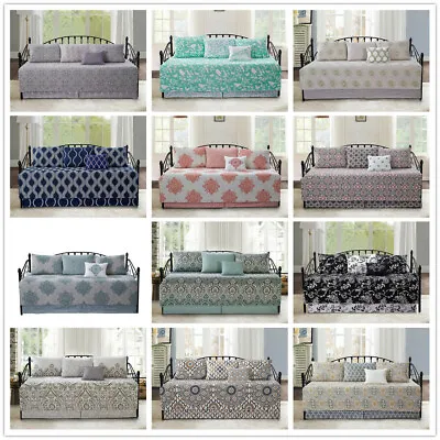 Mixed 6 Piece Quilted Microfiber Daybed Bedding Cover Set Soft Cozy Boho Vintage • $55.99