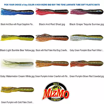 Mizmo Tubes Bad Boy 4 Inch Two Tone Laminate Any Color 8pk Soft Plastic Baits • $10.99