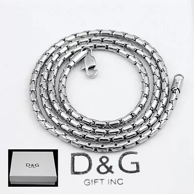 DG Men's Stainless Steel 24  Smooth 4mm Round Box Chain.Classic High Polish Box • $16.99