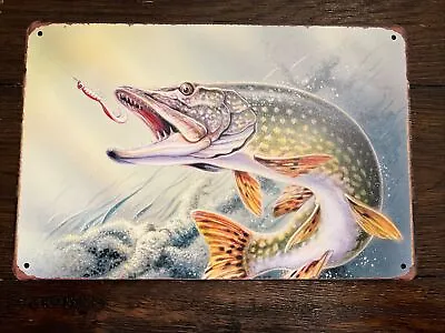 Pike Musky Tin Metal Sign 8 X 12 Man Cave Bar Decor New Unique • $10