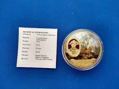 2014 Horatio Nelson Battle Of Trafalgar Gold Plated Proof Coin • £16