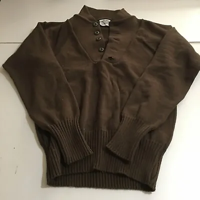 Vintage US Military Man OD Henley Sweater Mens Size Medium Brown • $15.96