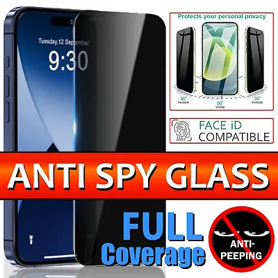 Privacy Anti-Spy Tempered Glass Screen Protector For IPhone 14 13 12 11 XR Pro • £0.99