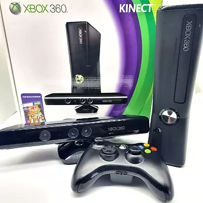 Microsoft Xbox 360 S 250GB Console Black In Box With Genuine Controller & Kinect • $129.99