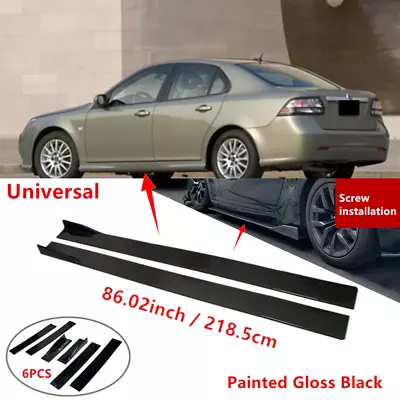 86  Fit For Saab 9-3 08-11 Side Skirt Lip Extension Splitter Rocker Panel Black • $52.52