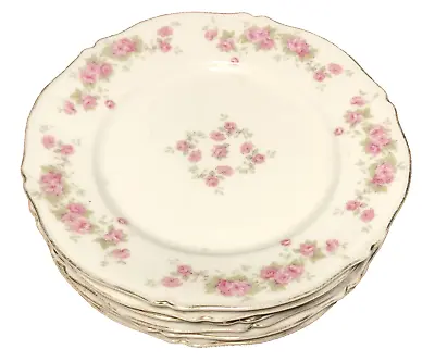 Set Of Six Antique LS&S Carlsbad Pink Rose 7 3/4  Salad Side Bread Plates • $12