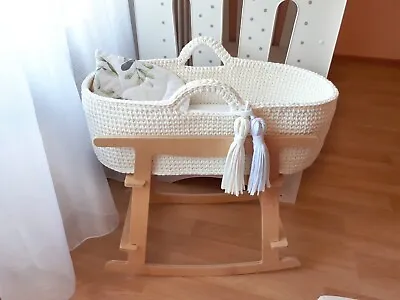 Baby Bassinet Moses Basket With Stand Boho Baby Crib  Baby Schower Gift • $132