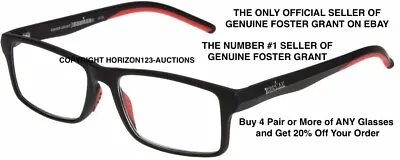 🔴Foster Grant Ironman Reading Glasses IM2000 🔴 PICK STRENGTH Black/Red • $19.88