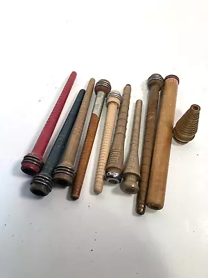 Wood Spools Bobbins Wooden Industrial Style 3 -10  Spindles Quills Mixed Lot-10: • $18