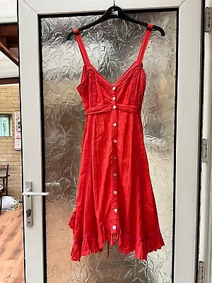 Ladies Warehouse Sundress Orange Size 10 Cotton & Lace Vgc • £6