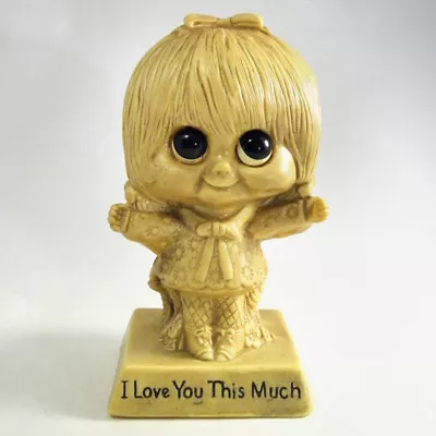 VTG WALLACE & RUSS BERRIE Statue I LOVE YOU THIS MUCH Girl Figurine Sillisculpts • $0.99