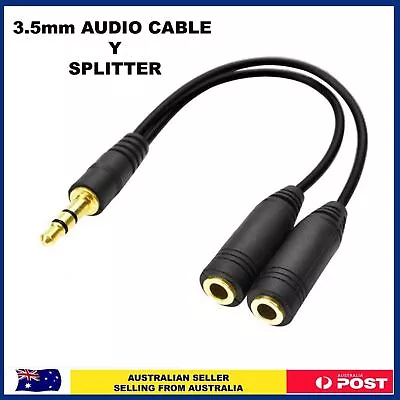 AUX Earphone Y Splitter 3.5mm Audio Cable Auxiliary Adapter Headphone Headset • $5.19