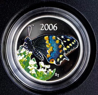 2006 Canada 50 Cent.925 Silver Proof-coloured Short-tailed Swallowtail Butterfly • $49.99