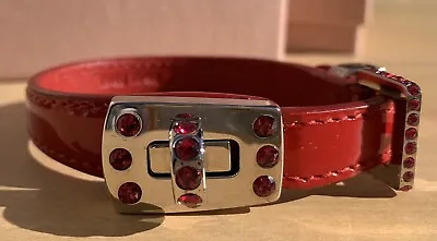 Miu Miu Red Leather Crystal Bracelet • $155.64