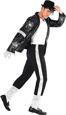 Men`s King Of Pop Costume Adult 80s MJ Moonwalking Popstar Fancy Dress M - 2XL • £25.99