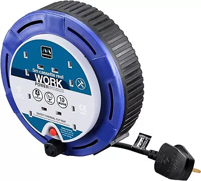 Masterplug SCT0510/4BL-MP Four Socket Cassette Cable Reel 5 Metres Blue • £17.67