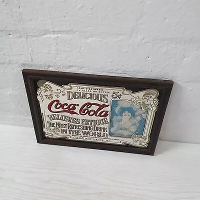 Vintage Coca Cola - Pub Mirror Sign With Wooden Frame Bar Advert O10 • £24.99