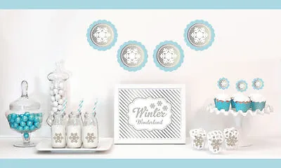 $46 • Buy Silver And Glitter Bridal Shower Decorations Kit Winter Wedding Decorations