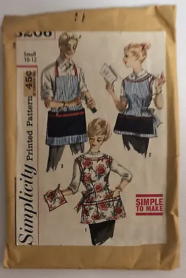 Simplicity 3206 Vintage 60s Sewing Pattern Men & Women's Apron Size: SMALL • $14