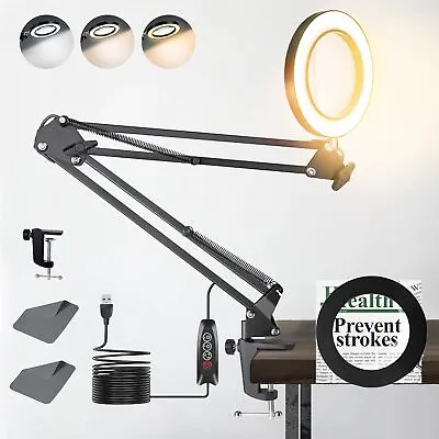 10X Magnifying Glass With Light 3 Color Modes Stepless Dimmable Lighted Magnif • £53.68
