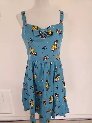 Hot Topic Disney Belle Beauty & Beast Blue Rockabilly Vintage Dress Size L • $50