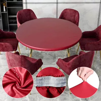 $6.65 • Buy Round Waterproof Table Cover Fitted PVC Tablecloth Oil Proof Home Party Hot