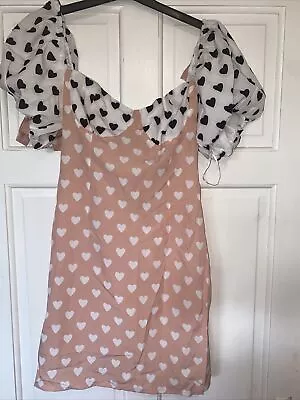 Love And Other Things Tea Style Dress Pink/black And White Size Medium • £2.99