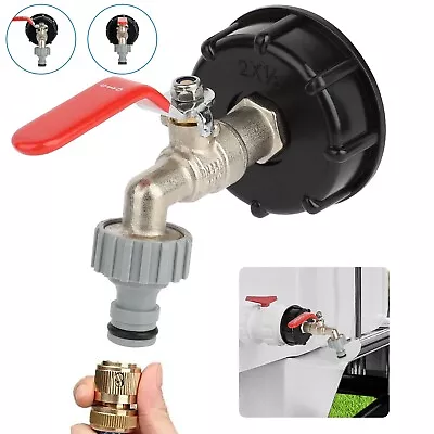 IBC Tote Tank Valve Drain Adapter 1/2  Garden Faucet Water Connector With Nozzle • $13.98