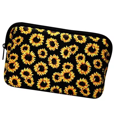 Sunflower Floral Makeup Bag  Soft Neoprene Travel Bag Zippered Storage3607 • $7.51