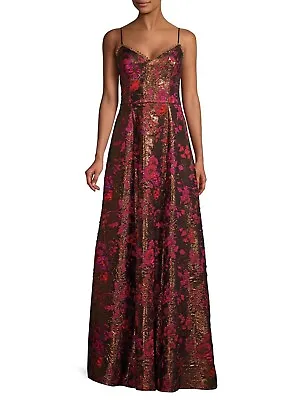 Aidan Mattox Sleeveless Full Length Evening Gown Dress Size 4 Floral Jacquard • $49.95