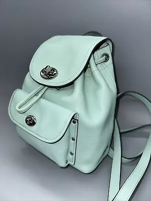 COACH Seaglass Leather Mini Turnlock Rucksack Backpack #37581 • $102