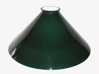 Vintage Glass Industrial Shade ~  Cased Emerald  Green ~ 10  ~ 2  1/8  Fitting • $28