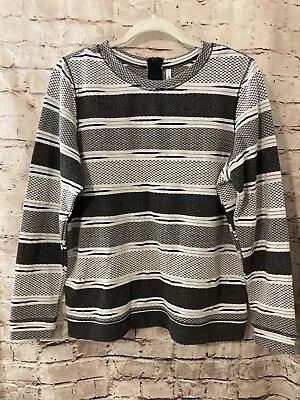 Passports Shirt Women's Large Gray Speckle Striped Long Sleeve Scoop Neck • $17.09