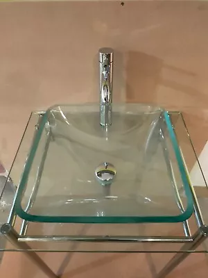 £69 • Buy Klaro Clear Glass Square Vessel Basin Bathroom Sink Bowl