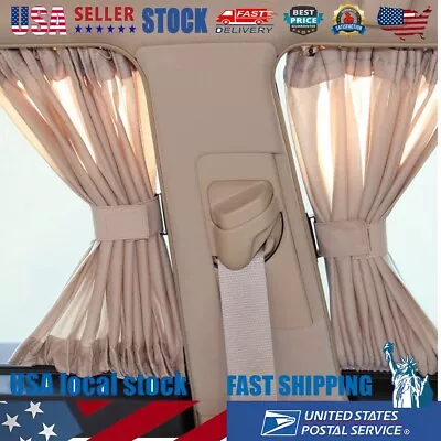 2Pcs Beige VIP Car Van SUV Curtains UV Sunshade Visor Universal Newest • $25.99