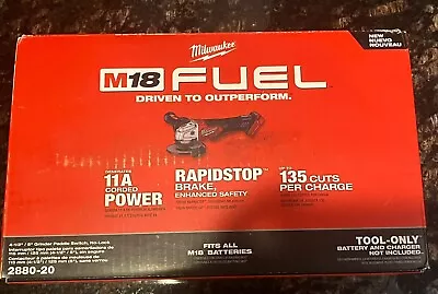 Milwaukee 2880-20 M18 Fuel 4-1/2  Grinder W/Paddle Switch Tool Only NEW In Box • $20.50