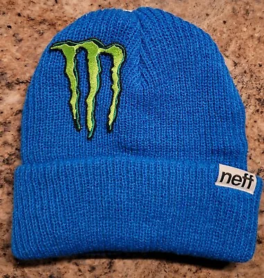 Monster Energy Athlete Only XGames Blue Winter Black Cap Hat Beanie Neff Ski • $99.99