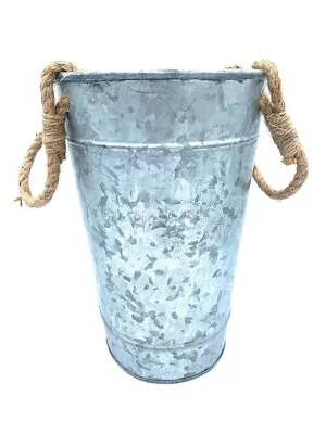 Metal Bucket With  Happy Harvest” 10” Tall And 9 1/2” Wide Rope Handle. NEW • $12