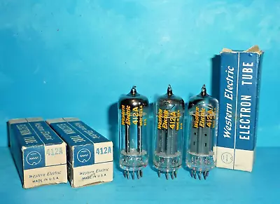 3 Western Electric 412A Tubes Angled D Getter Black Plates NOS/NIB Free Shipping • $149.95