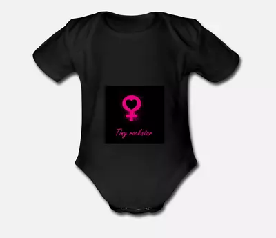 £4 • Buy Newborn Babygro Cute Alternative Design  Tiny Rockstar  Baby Girl Symbol Organic