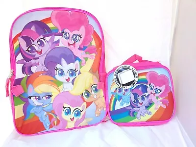 My Little Pony Girls School Backpack Lunch Box Set Rainbow Dash Pink Book Bag • $24.99