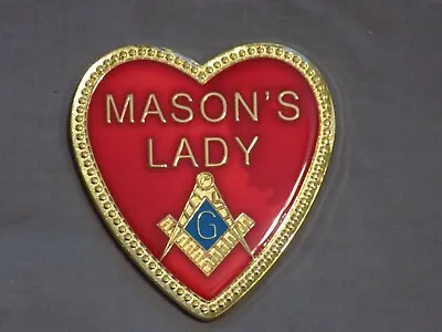 Mason's Lady Heart Car Emblem 3  Masonic Square Compass Adhesive Freemason NEW • $12.69