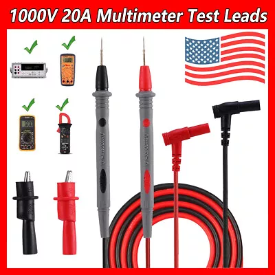 Lots Multimeter Voltmeter Test Probe Leads With Banana Plug Connectors 1000V 20A • $7.17