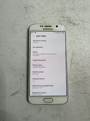 Verizon Samsung S6 4GB RAM 32GB SM-G920V White • $43.50