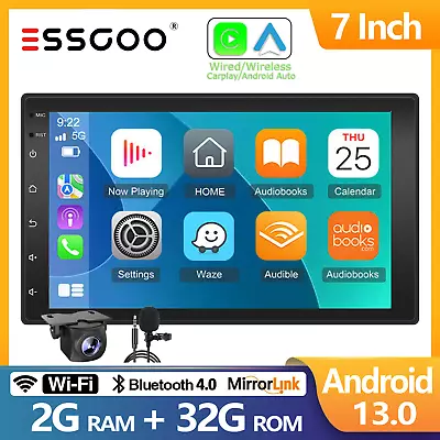 Android 13 Double 2 Din 7 Inch Car Stereo Radio GPS WiFi Touch Screen USB 2G+32G • $71.89
