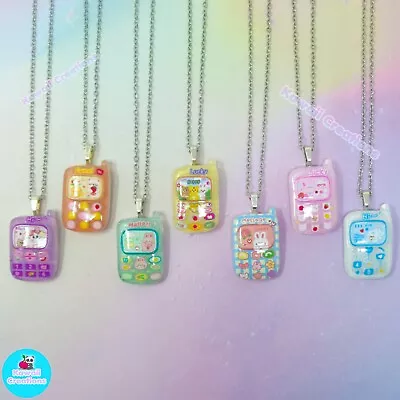 Kawaii Mini Mobile Phone Necklace - Choose Your Own Cute Pink Purple Blue Green • £4.50